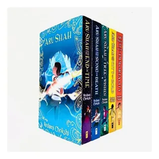 Pandava Rick Riordan Presents Aru Shah Series Books 1 - 5 Collection by Roshani Chokshi (End of Time, Song of Death, Tree of Wishes, City of Gold & Nectar of Immortality)