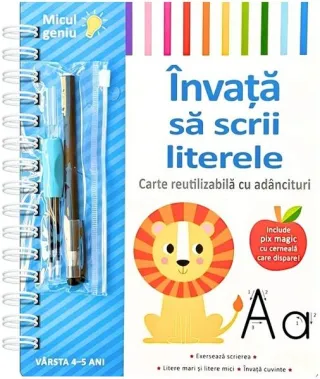 Învață să scrii literele. Carte reutilizabilă cu adâncituri