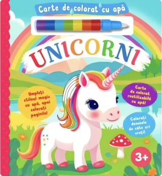 Unicorni. Carte de colorat cu apă