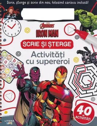 Marvel. Avengers. Iron Man. Scrie și șterge. Activități cu supereroi