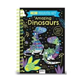Bookoli - Amazing Dinosaurs Neon Scratch Art Book