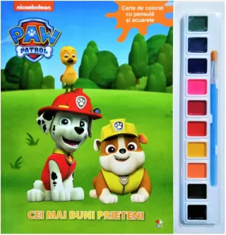 Patrula Cățelușilor. Cei mai buni prieteni. Carte de colorat cu pensulă și acuarele