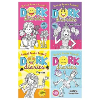 Dork Diaries Series (Book 1-4) By Rachel Renee Russell 4 Books Collection Set (Dork Diaries, Dork Diaries: Party Time, Dork Diaries: Pop Star & Dork Diaries: Skating Sensation)