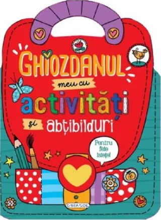 Ghiozdanul meu cu activități și abțibilduri pentru fete istețe!