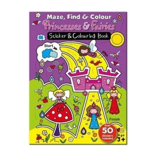 Maze Find and Colour Book - Princess and Fairies