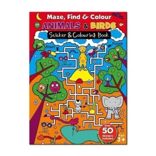 Maze Find and Colour Book - Animals and Birds