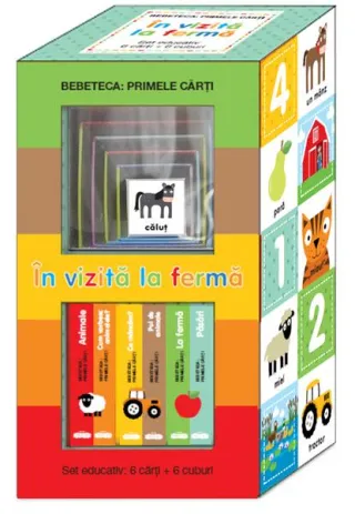 În vizită la fermă. Set educativ 6 cărți + 6 cuburi