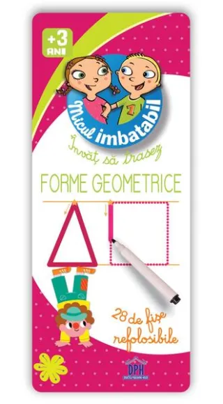 Micul imbatabil. Scrie și șterge. Învăț să trasez forme geometrice (28 de fișe refolosibile + pix)