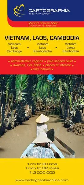 Hartă rutieră Vietnam, Laos, Cambodia