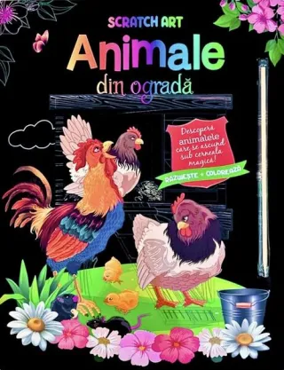 Animale din ogradă. Scratch Art