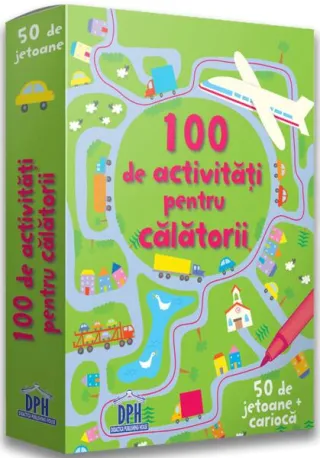100 de activități pentru călătorii. 50 de jetoane + cariocă