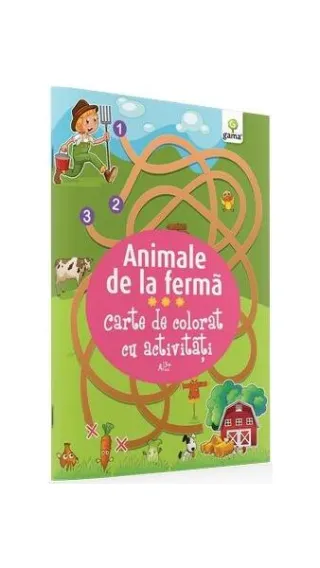 Carte de colorat cu activități. Animale de la fermă (3-5 ani)