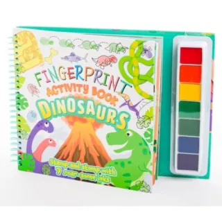 Dinosaurs Fingerprint Activity Book with 7 Paint Pads