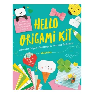 Hello Origami Kit Adorable Origami Greetings to Fold and Embellish, Includes Paper, Washi Tape and Stickers