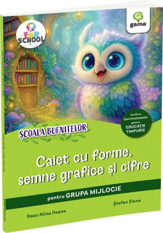 Caiet cu forme, semne grafice și cifre pentru grupa mijlocie