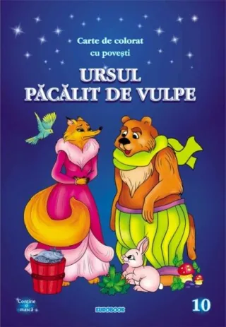 Carte de colorat cu povești. Ursul păcălit de vulpe