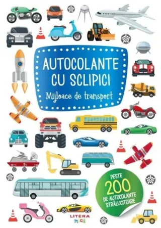 Autocolante cu sclipici. Mijloace de transport