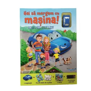 Puzzle Track. Hai să mergem cu mașina! (carte + puzzle magnetic + creioane colorate)