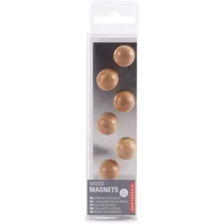 Kikkerland Wood Magnets (Set of 6), Brown