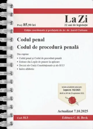 Codul penal. Codul de procedură penală. Cod 813. Actualizat la 7.10.2025